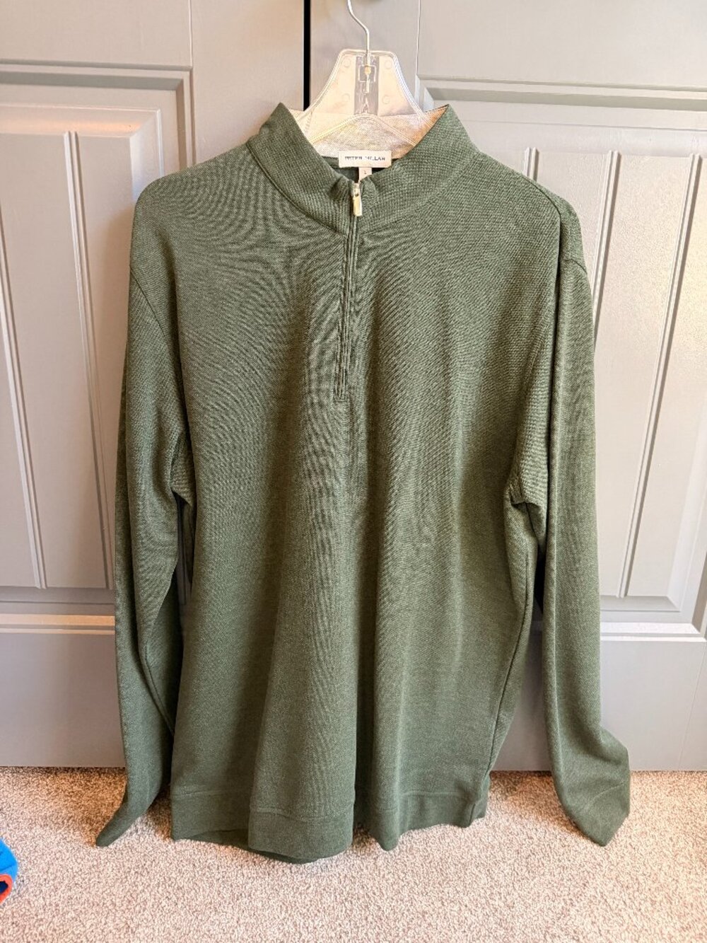 Peter Millar Green Quarter-Zip Pullover — Large
